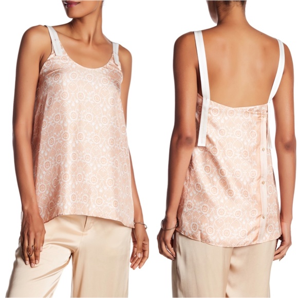 Helmut Lang Ornamental Floral Silk Tank Top